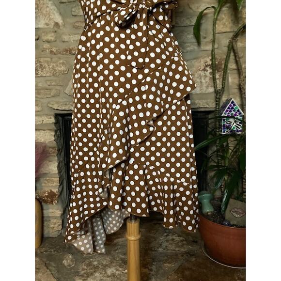 Brown Polka Dot Halter Dress - Ecowish - Size SM - Picture 4 of 8